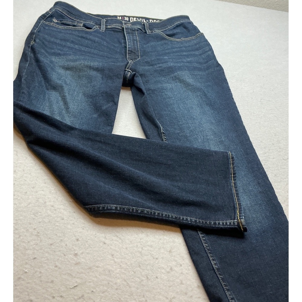 Devil-Dog Dungarees Athletic Fit Jeans Dark Wash Stretch Denim 34x30 Mens Casual
